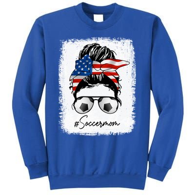 Soccer Mom Gift American Flag Messy Bun Soccer Mom Gift Sweatshirt