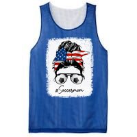 Soccer Mom Gift American Flag Messy Bun Soccer Mom Gift Mesh Reversible Basketball Jersey Tank