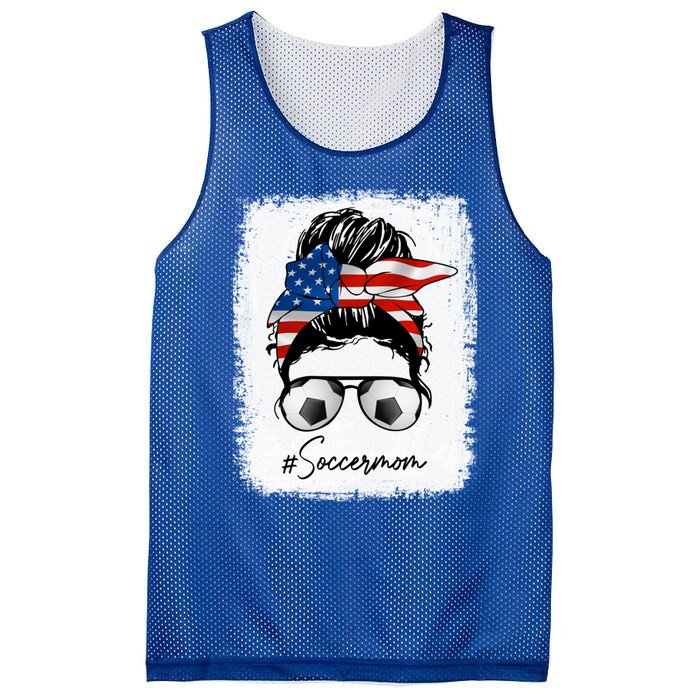 Soccer Mom Gift American Flag Messy Bun Soccer Mom Gift Mesh Reversible Basketball Jersey Tank