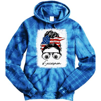 Soccer Mom Gift American Flag Messy Bun Soccer Mom Gift Tie Dye Hoodie