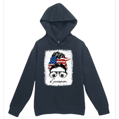 Soccer Mom Gift American Flag Messy Bun Soccer Mom Gift Urban Pullover Hoodie