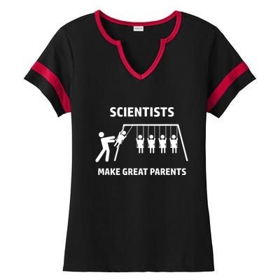 Scientists Make Great Parents Physicians Maths Physics Science Ladies Halftime Notch Neck Tee