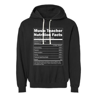 School Music Gift Funny Nutrition Facts Music Teacher Gift Garment-Dyed Fleece Hoodie