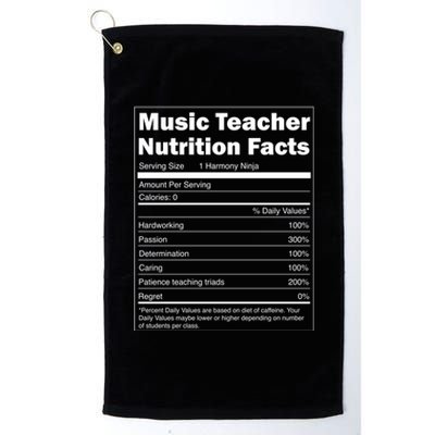 School Music Gift Funny Nutrition Facts Music Teacher Gift Platinum Collection Golf Towel