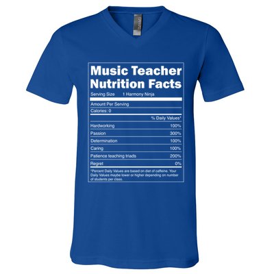 School Music Gift Funny Nutrition Facts Music Teacher Gift V-Neck T-Shirt