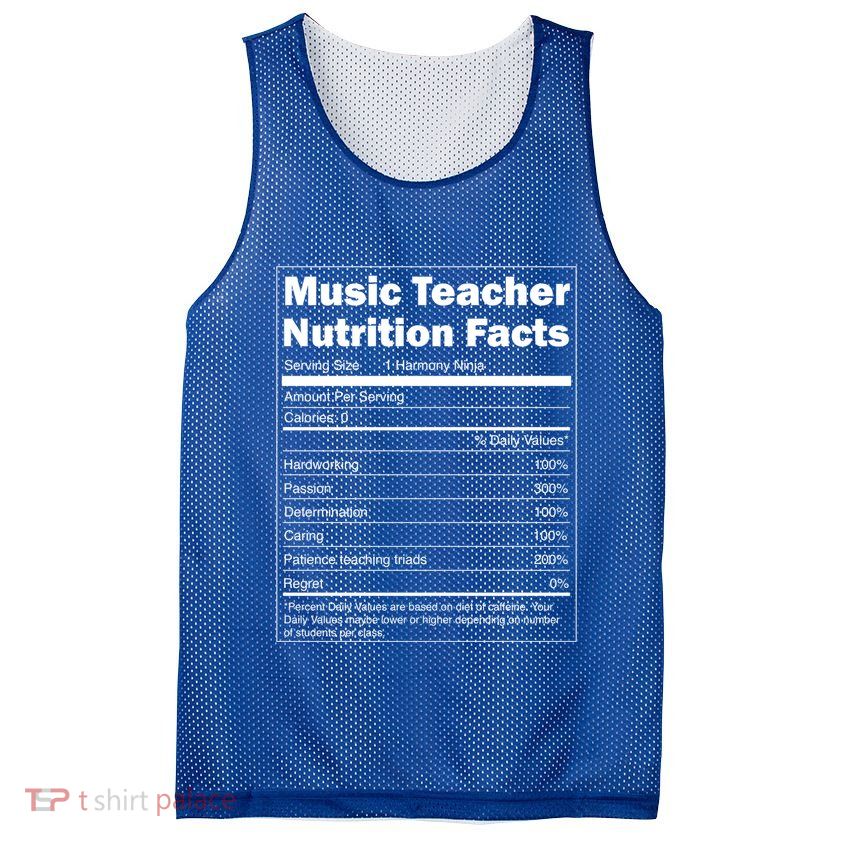 School Music Gift Funny Nutrition Facts Music Teacher Gift Mesh Reversible Basketball Jersey Tank