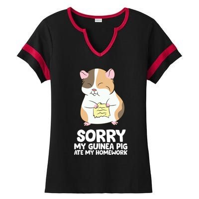 Sorry My Guinea Pig Ate My Homework Guinea Pig School Ladies Halftime Notch Neck Tee