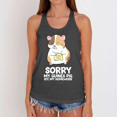 Sorry My Guinea Pig Ate My Homework Guinea Pig School Women's Knotted Racerback Tank