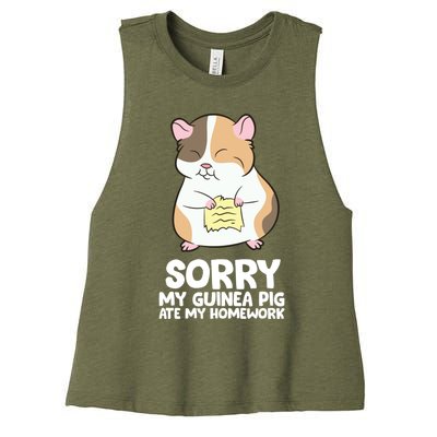 Sorry My Guinea Pig Ate My Homework Guinea Pig School Women's Racerback Cropped Tank