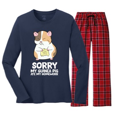 Sorry My Guinea Pig Ate My Homework Guinea Pig School Women's Long Sleeve Flannel Pajama Set 