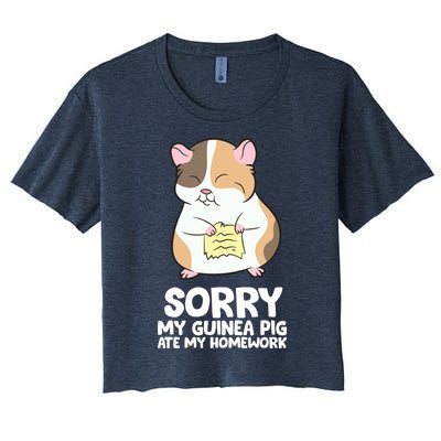 Sorry My Guinea Pig Ate My Homework Guinea Pig School Women's Crop Top Tee