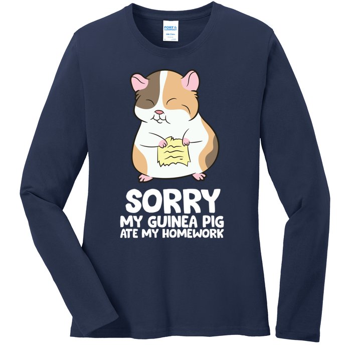 Sorry My Guinea Pig Ate My Homework Guinea Pig School Ladies Long Sleeve Shirt