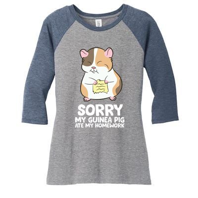 Sorry My Guinea Pig Ate My Homework Guinea Pig School Women's Tri-Blend 3/4-Sleeve Raglan Shirt