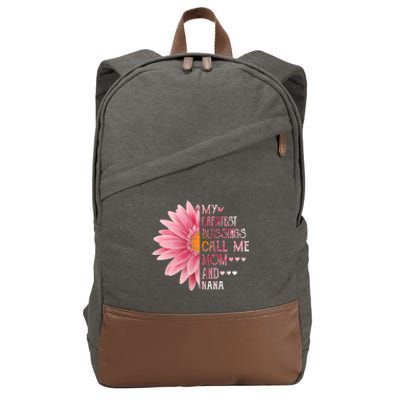 Sunflower My Greatest Blessings Call Me Mom And Nana Gift Cotton Canvas Backpack