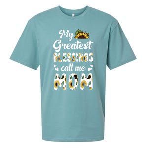 Sunflower My Greatest Blessings Call Me Mom Great Gift Sueded Cloud Jersey T-Shirt