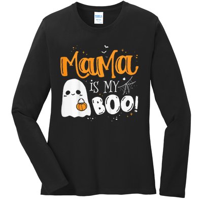 Spooky Mama Halloween Ghost Companion Ladies Long Sleeve Shirt