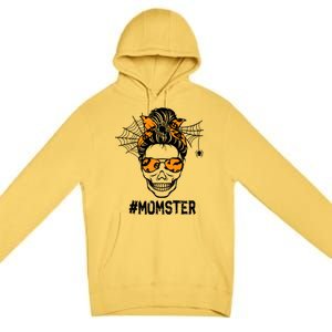 Skull Messy Hair Momster Halloween Skull Skeleton Costume Gift Premium Pullover Hoodie