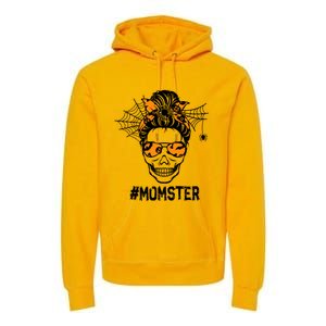 Skull Messy Hair Momster Halloween Skull Skeleton Costume Gift Premium Hoodie