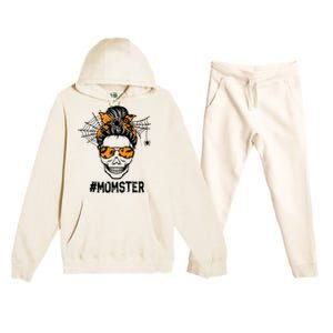 Skull Messy Hair Momster Halloween Skull Skeleton Costume Gift Premium Hooded Sweatsuit Set