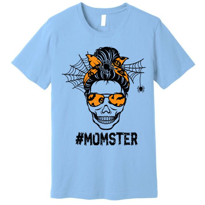 Skull Messy Hair Momster Halloween Skull Skeleton Costume Gift Premium T-Shirt