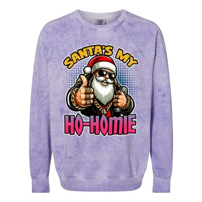 SantaS My Hohomie Hip Hop Santa Christmas Holiday Gift Colorblast Crewneck Sweatshirt