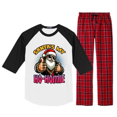 SantaS My Hohomie Hip Hop Santa Christmas Holiday Gift Raglan Sleeve Pajama Set