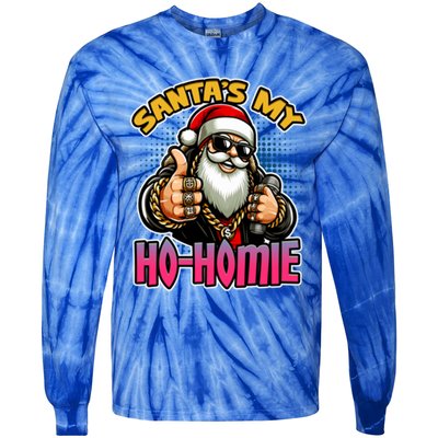 SantaS My Hohomie Hip Hop Santa Christmas Holiday Gift Tie-Dye Long Sleeve Shirt