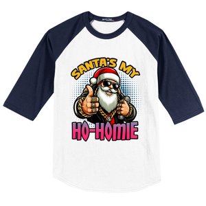 SantaS My Hohomie Hip Hop Santa Christmas Holiday Gift Baseball Sleeve Shirt