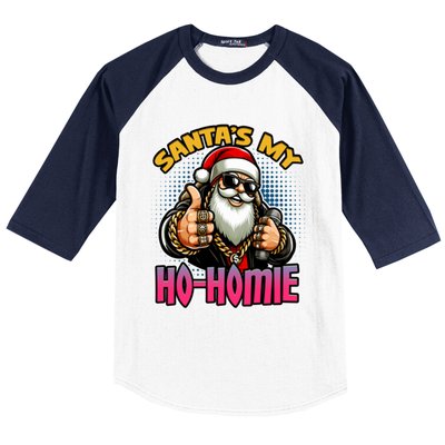 SantaS My Hohomie Hip Hop Santa Christmas Holiday Gift Baseball Sleeve Shirt