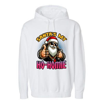 SantaS My Hohomie Hip Hop Santa Christmas Holiday Gift Garment-Dyed Fleece Hoodie