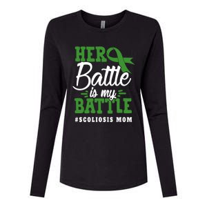 Scoliosis Mom Her Battle Is My Battle Scoliosis Awareness Gift Womens Cotton Relaxed Long Sleeve T-Shirt