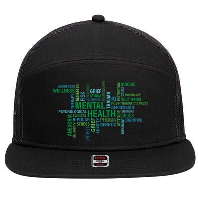 Support Mental Health Awareness Month 7 Panel Mesh Trucker Snapback Hat