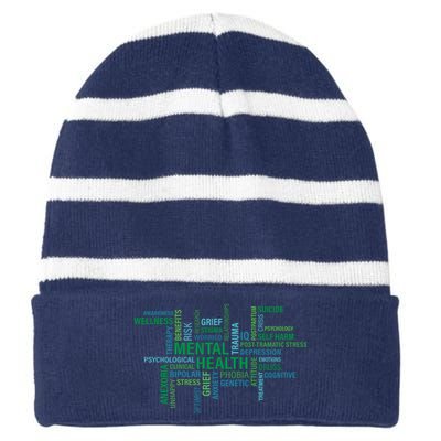 Support Mental Health Awareness Month Striped Beanie with Solid Band