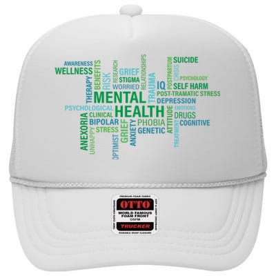 Support Mental Health Awareness Month High Crown Mesh Back Trucker Hat