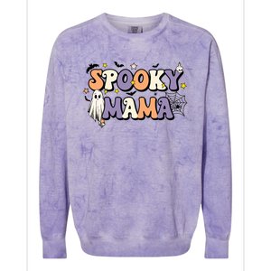 Spooky Mama Halloween Mom Ghost Witchy Costume Gift Colorblast Crewneck Sweatshirt