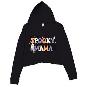 Spooky Mama Halloween Mom Ghost Witchy Costume Gift Crop Fleece Hoodie