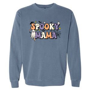 Spooky Mama Halloween Mom Ghost Witchy Costume Gift Garment-Dyed Sweatshirt