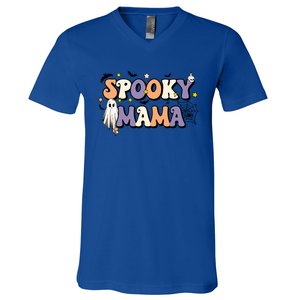 Spooky Mama Halloween Mom Ghost Witchy Costume Gift V-Neck T-Shirt