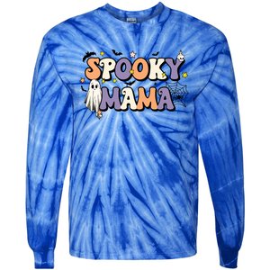 Spooky Mama Halloween Mom Ghost Witchy Costume Gift Tie-Dye Long Sleeve Shirt