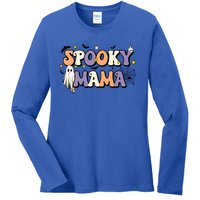 Spooky Mama Halloween Mom Ghost Witchy Costume Gift Ladies Long Sleeve Shirt