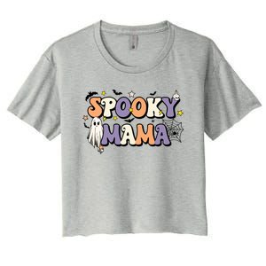 Spooky Mama Halloween Mom Ghost Witchy Costume Gift Women's Crop Top Tee