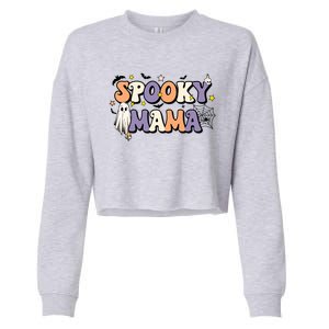 Spooky Mama Halloween Mom Ghost Witchy Costume Gift Cropped Pullover Crew