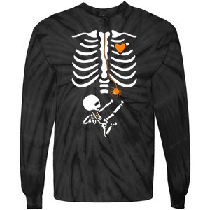 Skeleton Maternity Halloween Mom Costume Pregnancy Tees Xray Tie-Dye Long Sleeve Shirt