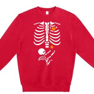 Skeleton Maternity Halloween Mom Costume Pregnancy Tees Xray Premium Crewneck Sweatshirt