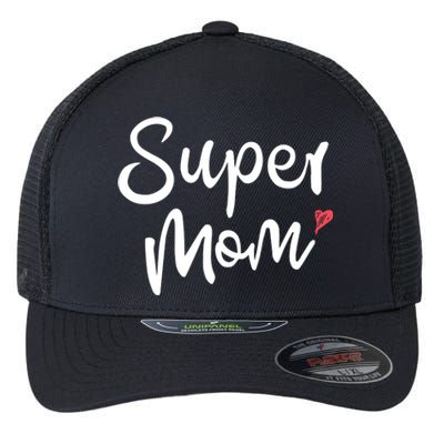 Super Mom Heart Cute Mother's Day Flexfit Unipanel Trucker Cap