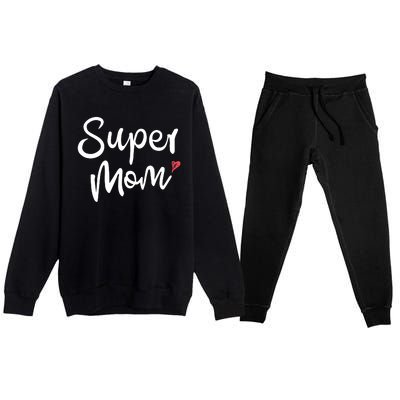 Super Mom Heart Cute Mother's Day Premium Crewneck Sweatsuit Set