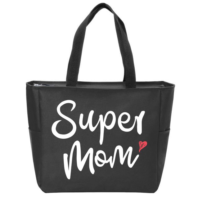 Super Mom Heart Cute Mother's Day Zip Tote Bag
