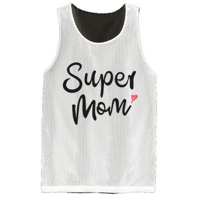 Super Mom Heart Cute Mother's Day Mesh Reversible Basketball Jersey Tank