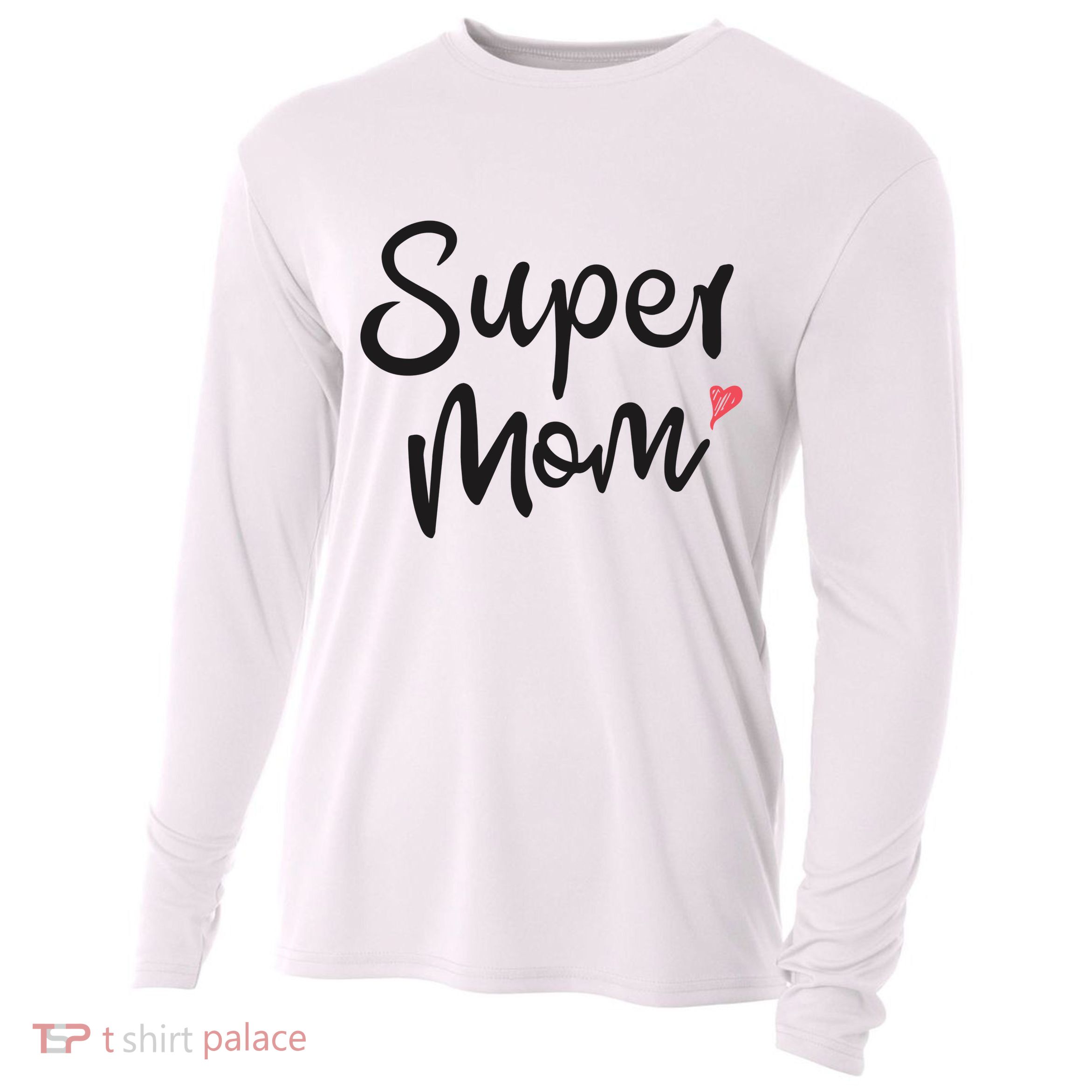 Super Mom Heart Cute Mother's Day Cooling Performance Long Sleeve Crew