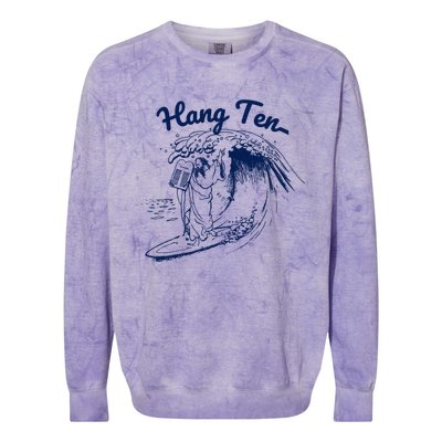 Surfing Moses Hang Ten Surfer Surfing Lover Gifts Colorblast Crewneck Sweatshirt